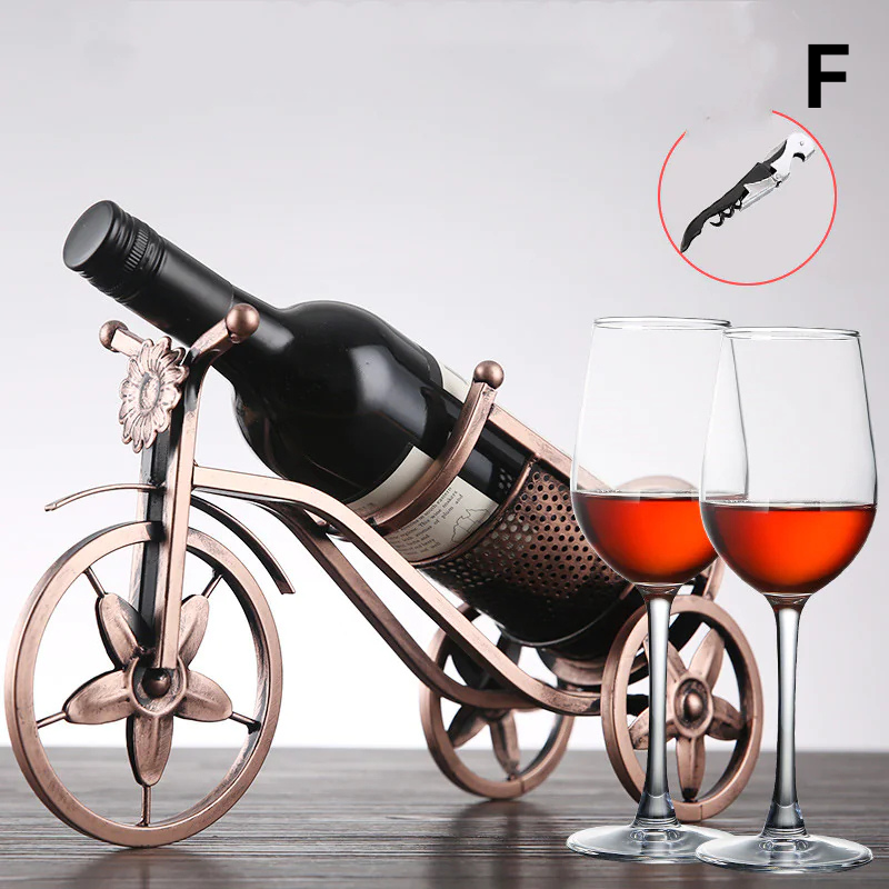 Porte-Bouteille RoyalCar, étagère à vin élégante avec design en métal bronzé, verres à vin inclus.