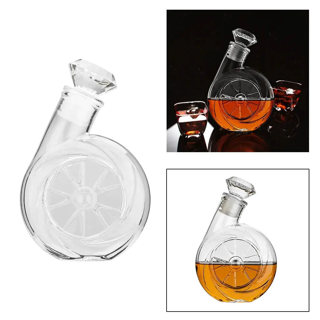 RétroVin™ vintage wine carafe with diamond-shaped stopper, showcasing elegant glass design.