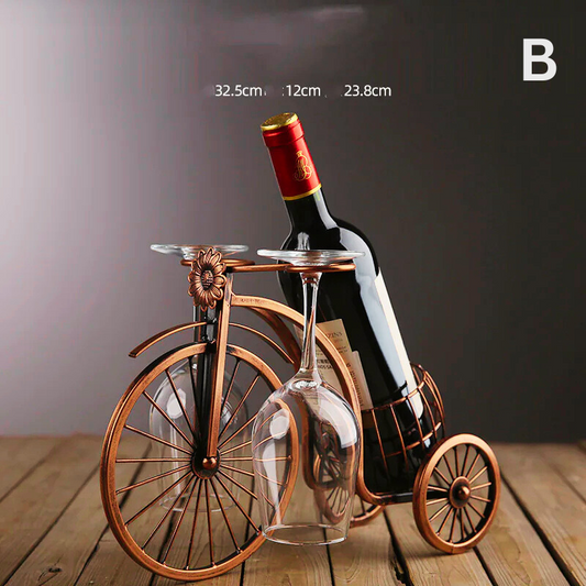 Porte-Bouteille RoyalCar en métal, design voiture vintage avec verre à vin, idéal pour amateurs de vin.